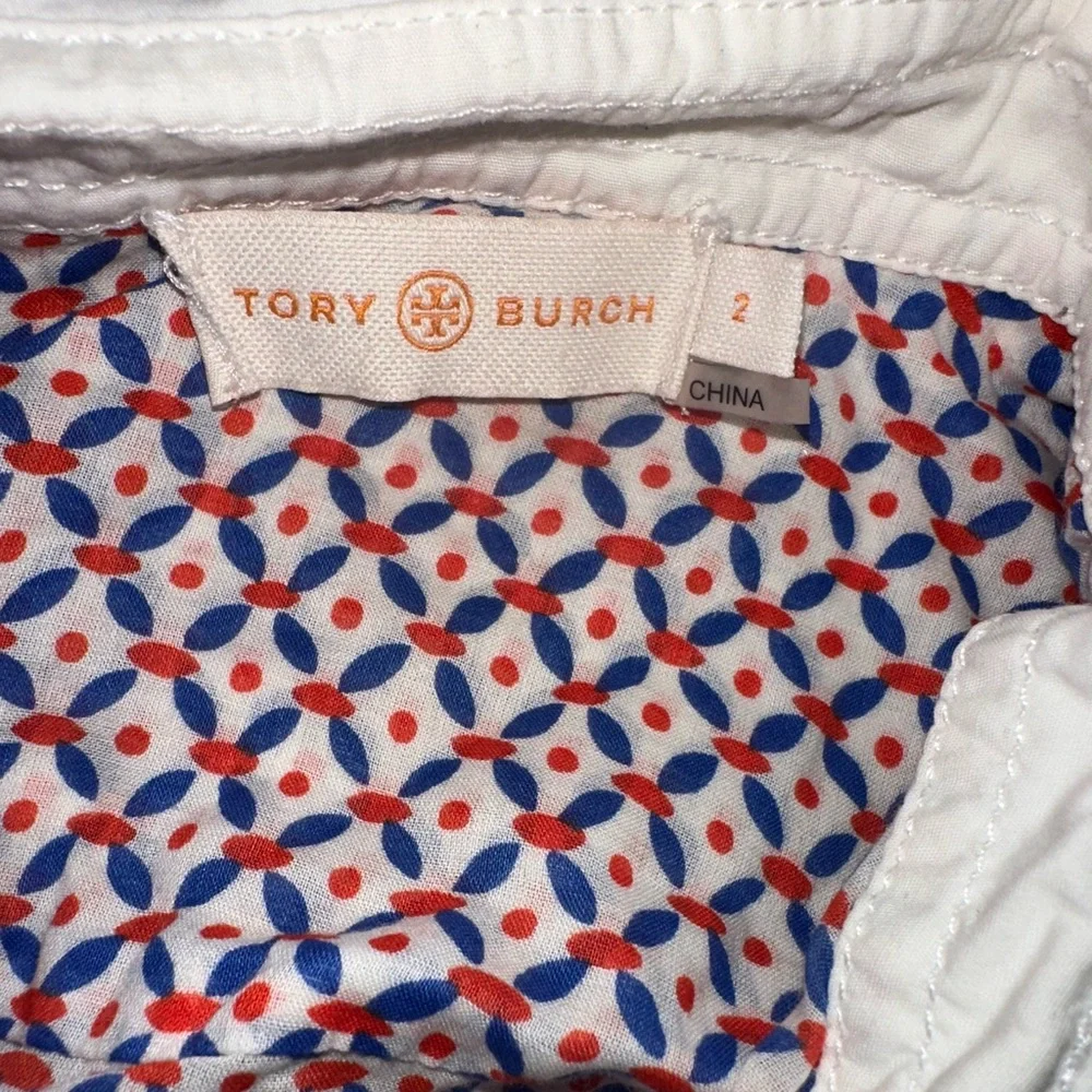 Tory Burch Red and Blue Patterned Shirt